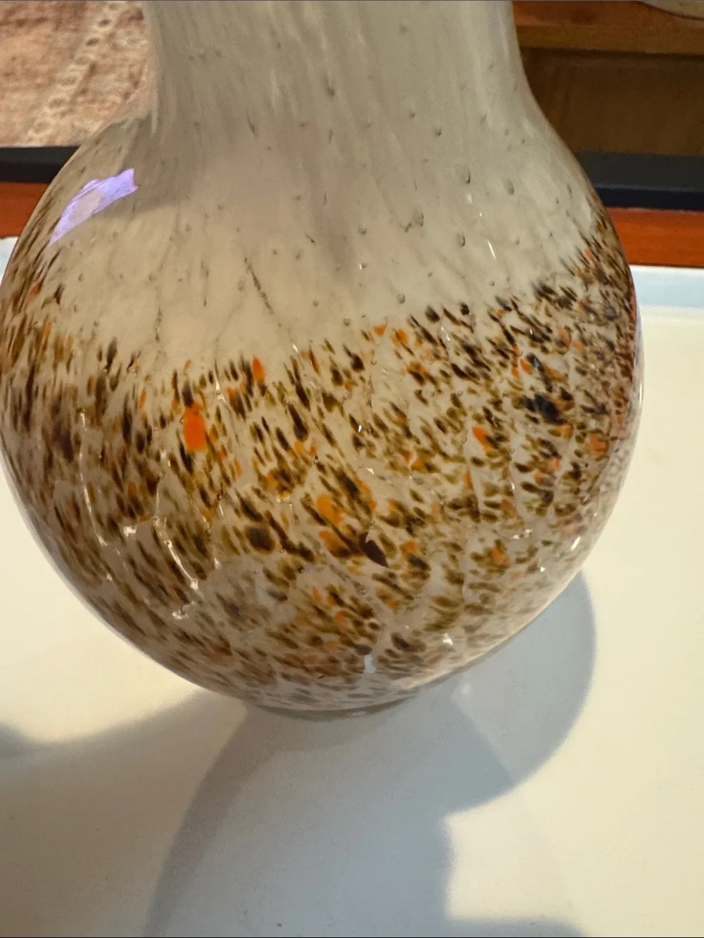 Bird Glass Vintage Speckled Pigeon Hawk White Brown Orange